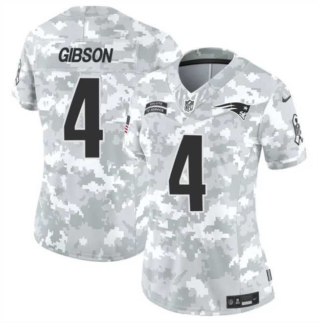 Womens New England Patriots #4 Antonio Gibson 2024 F.U.S.E Arctic Camo Salute To Service Limited Stitched Jersey Dzhi